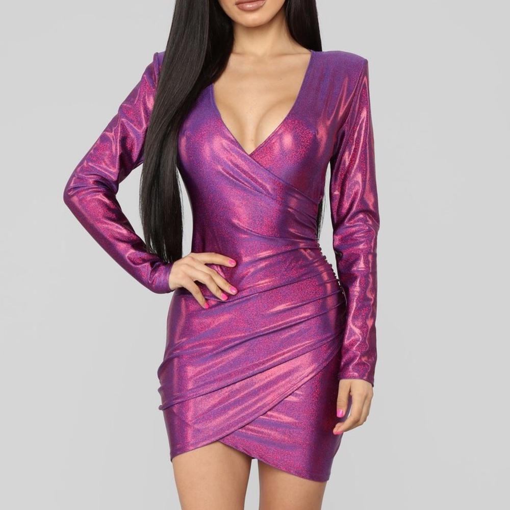 Brighten my life Holographic Dress Purple Combo